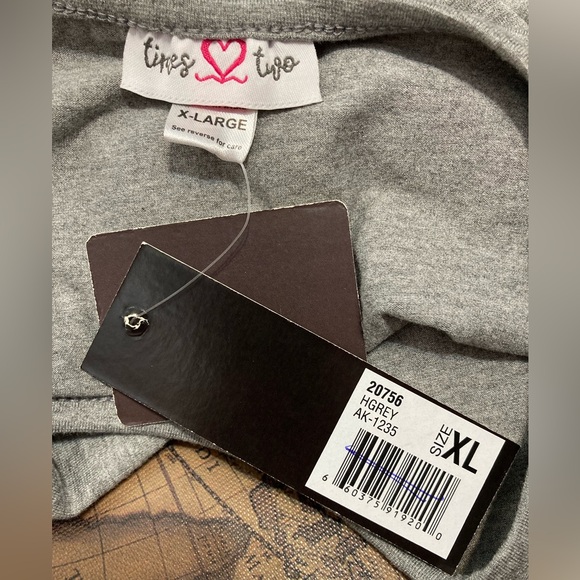 NWT Times Two Maternity Maxi Dress Short Sleeve Heathered Gray XL 12022 - Picture 7 of 8